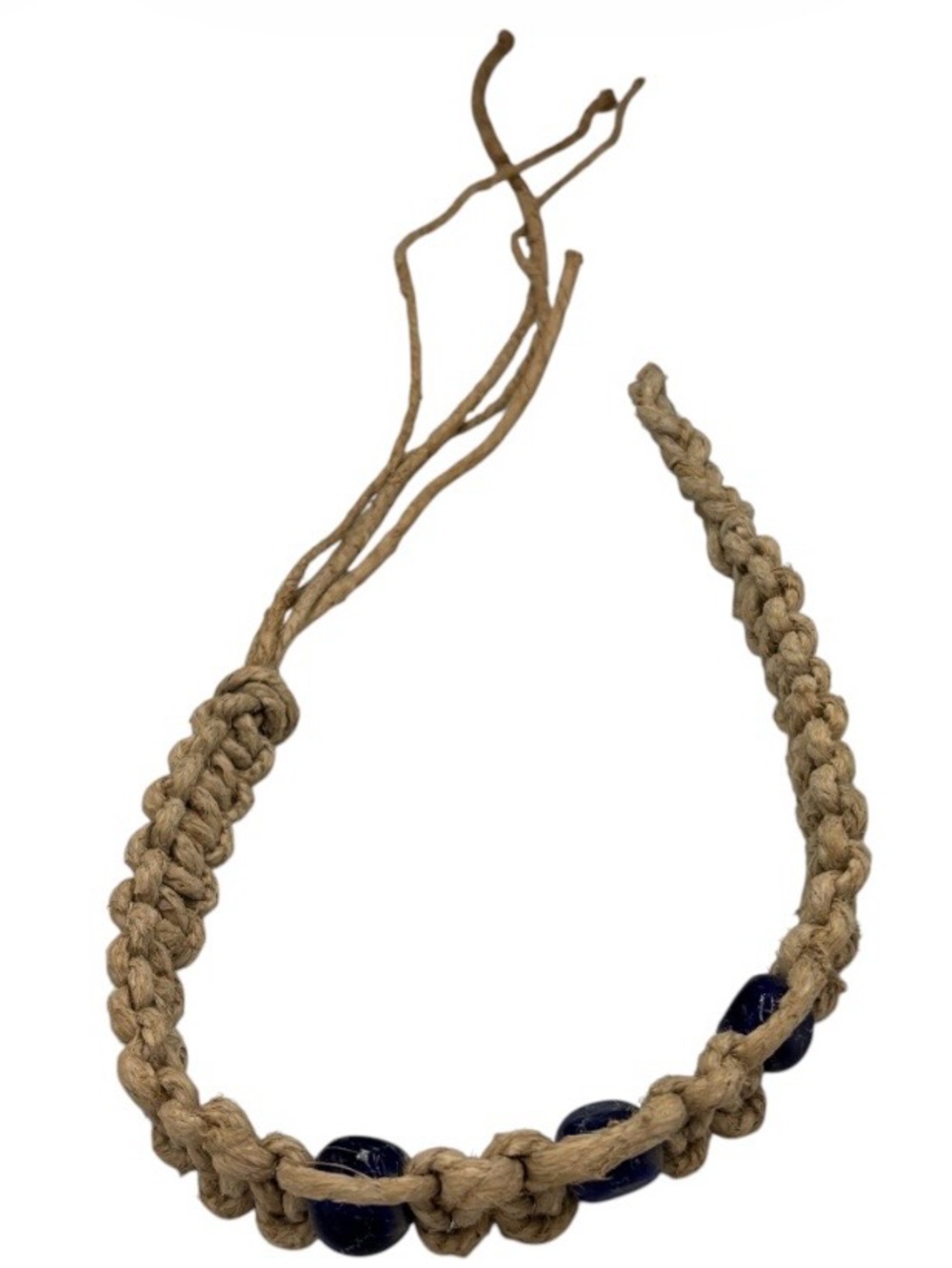 15.5” Handmade Thick Hemp 6.5” Adjustable Necklace W/ 3 Pendant